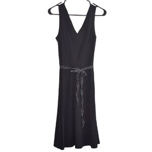 Connected Apparel Women's 8 Black Cotton Sleeveless‎ Midi A line Summer Dress